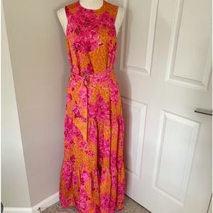 Ted Baker floral long sleeveless dress. Worn once, like brand new size 1.